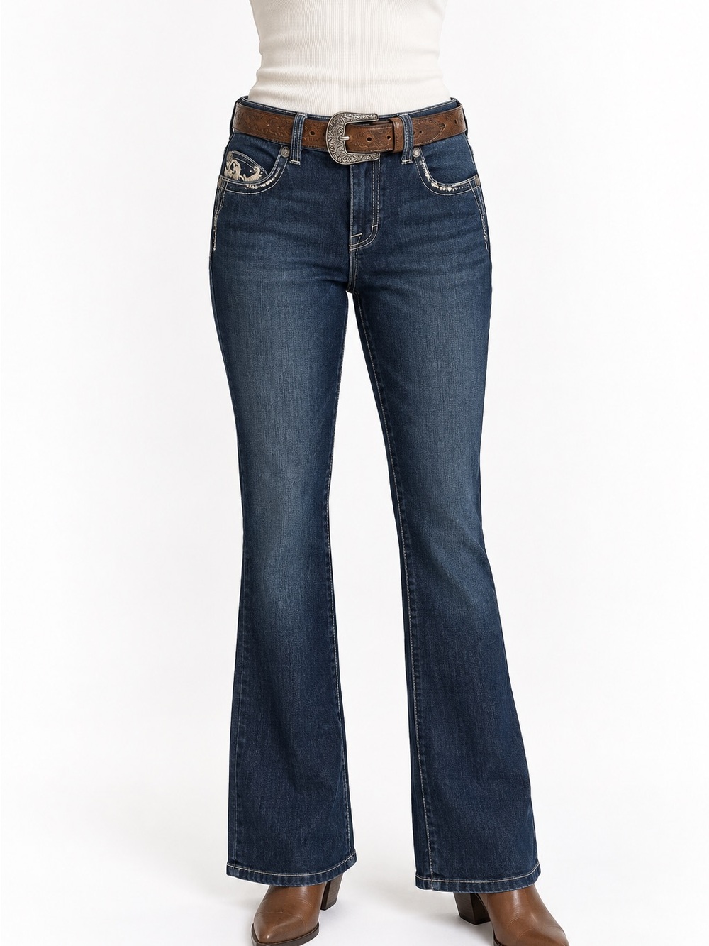 Style & Co Size 6 Embroidered Rhinestone Bootcut Jeans Y2K Dark Wash